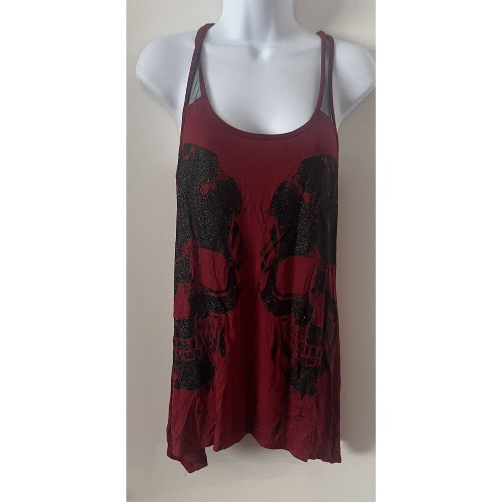 NWT Hot Topic Midnight Hour Glitter Skull Top Shirt Goth Y2K Women Size S